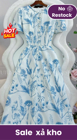 Đầm Hoa Thiết Kế Nút Trước Dáng Xòe Đi Chơi TuTu Store Mã D1833