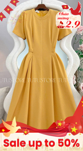 Đầm Thiết Kế Cổ Tròn Dán Xòe Có Dây Buộc Eo Đầm Đi Tiệc TuTu Store Mã D1896