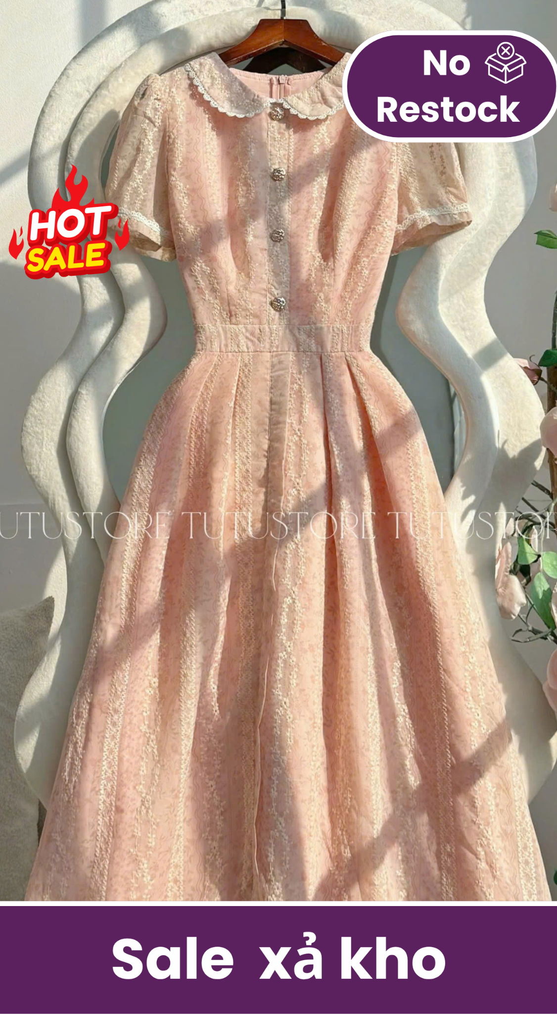 Đầm Thiết Kế Cổ Tròn Dáng Xòe Tiểu Thư Đi Chơi TuTu Store Mã D1762