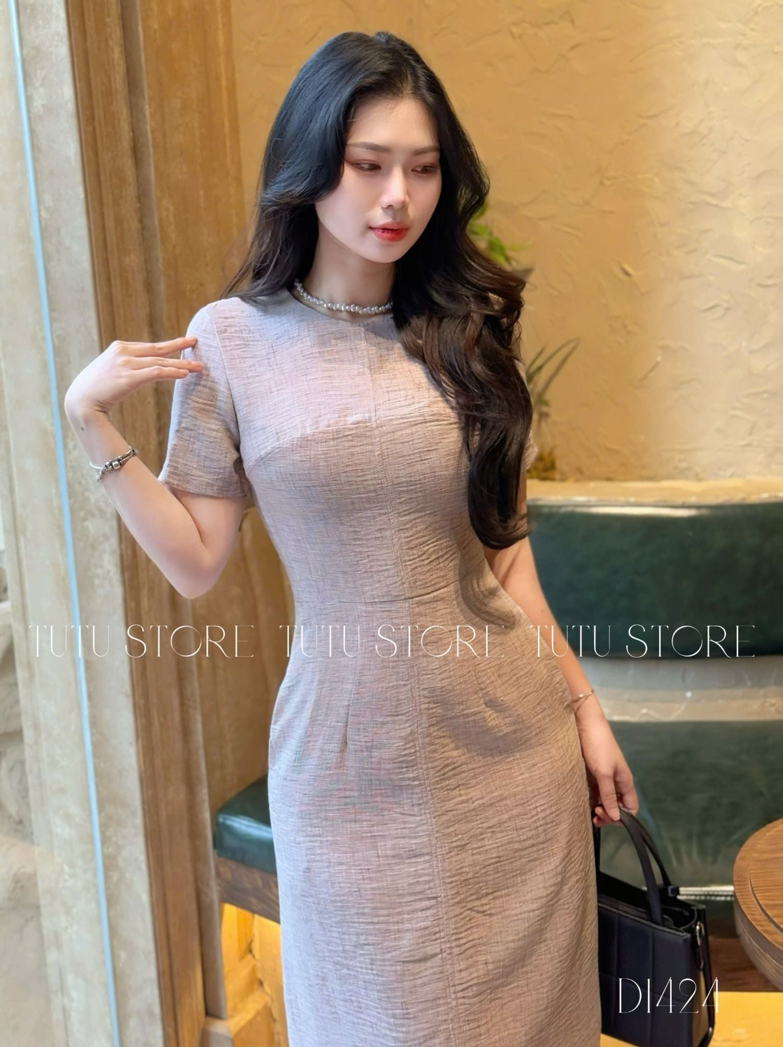 Đầm Linen Xước Thiết Kế TuTu Store Phù Hợp Đi Làm Dành Cho Nữ - Mã D1424