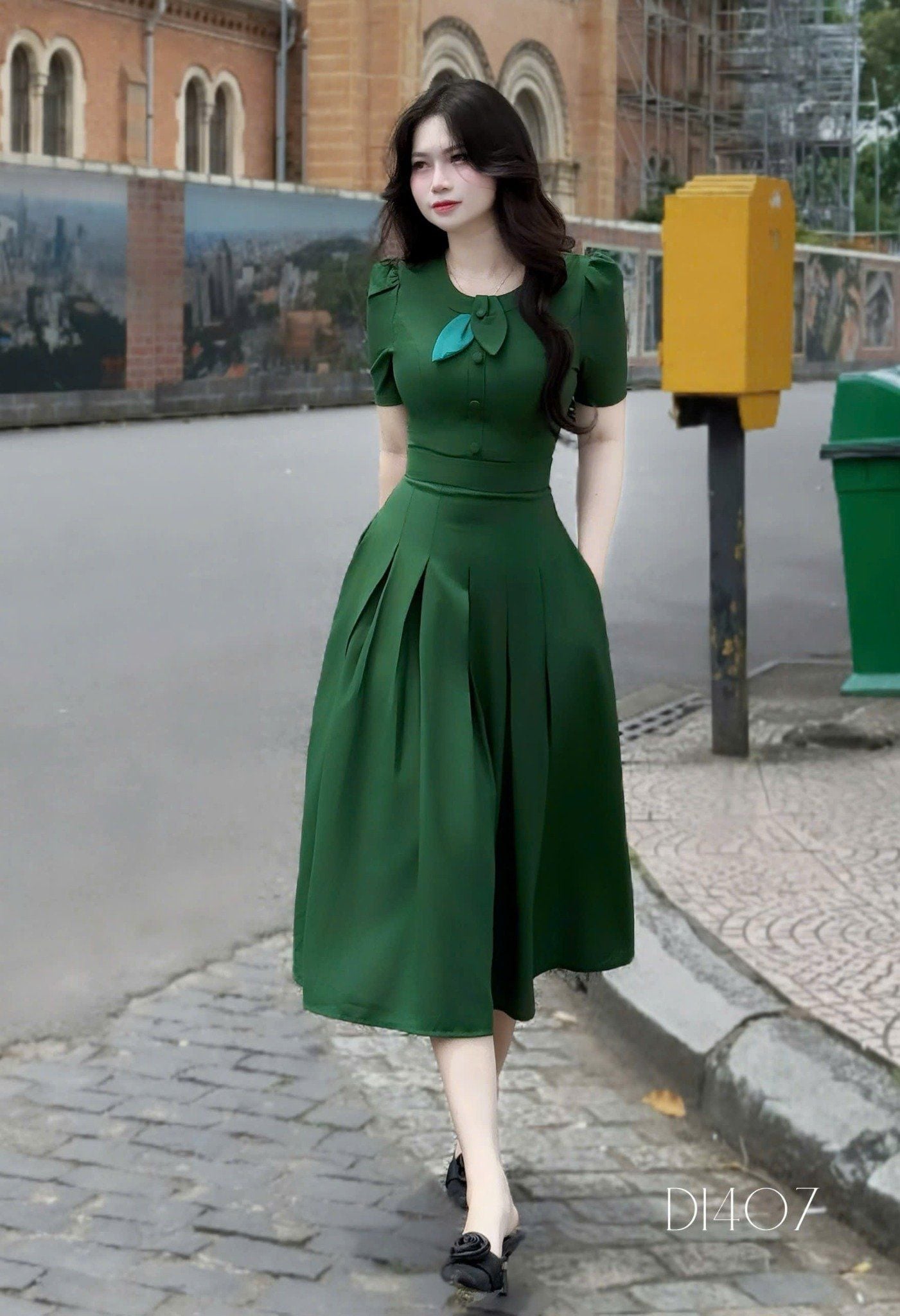 Đầm Cotton Mịn Thiết Kế TuTu Store Phù Hợp Đi Làm Dành Cho Nữ - Mã D1407