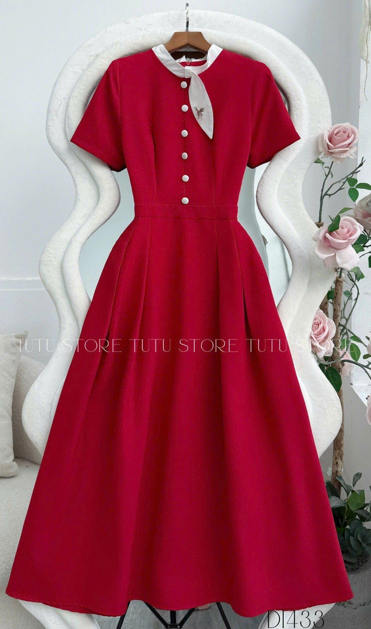 Đầm Cotton Mịn Thiết Kế TuTu Store Phù Hợp Đi Làm Dành Cho Nữ - Mã D1433