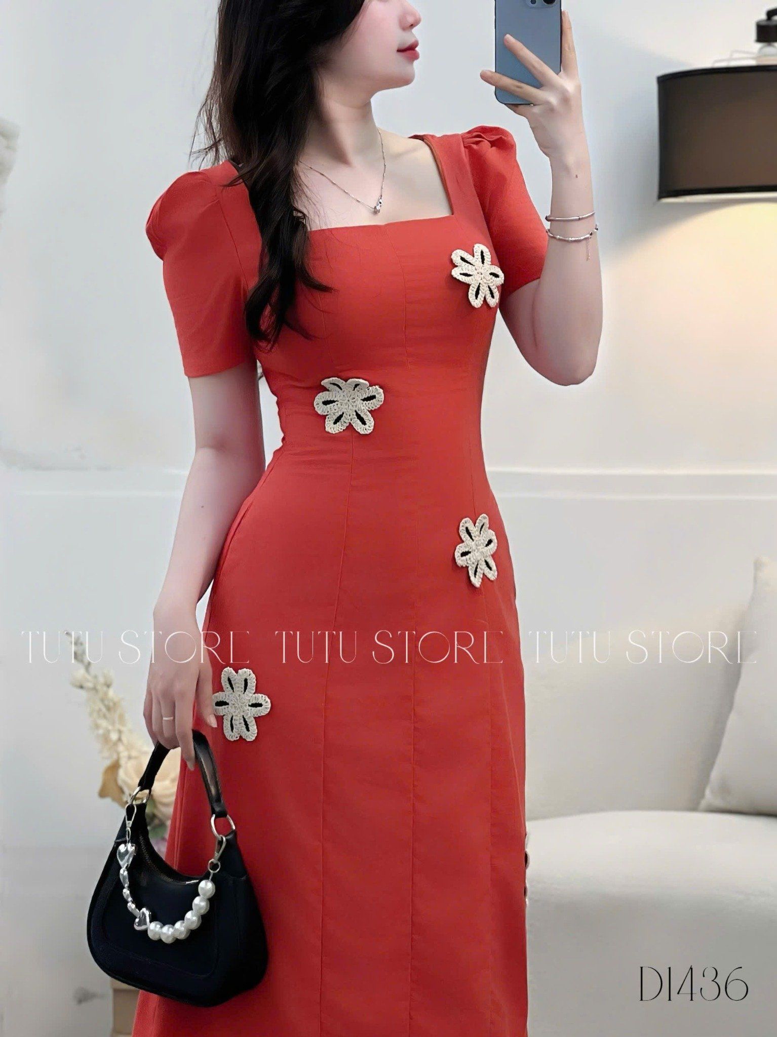 Đầm Thiết Kế Cổ Vuông Linen Cotton thiết Kế TuTu Store Dành Cho Nữ Mã D1436