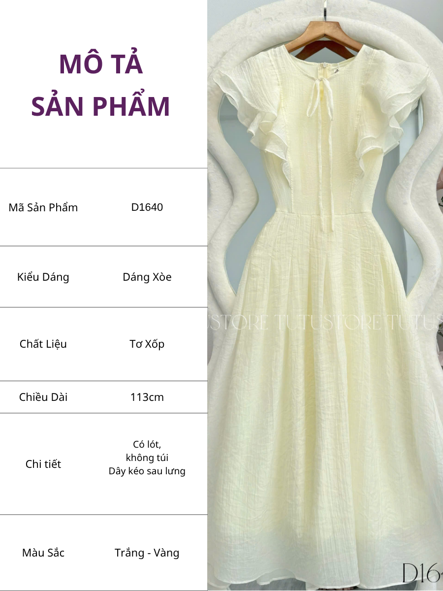 Đầm Thiết Kế Cổ Tròn Bèo Vai Dáng Xòe Tiểu Thư TuTu Store Mã D1640