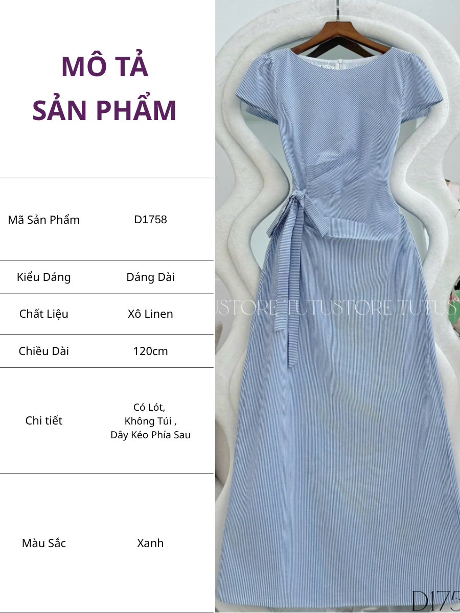 Đầm Thiết Kế Buộc Eo Dáng Dài Đi Chơi TuTu Store Mã D1758