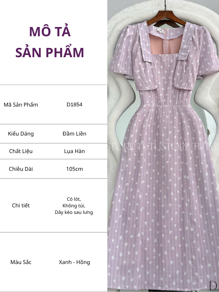 Đầm Thiết Kiểu Dáng Chữ A Hoa Nhí Đầm Đi Tiệc TuTu Store Mã D1854