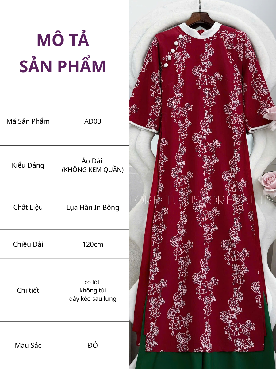 Áo Dài thiết kế cách tân đi chơi TuTu Store - Mã AD03