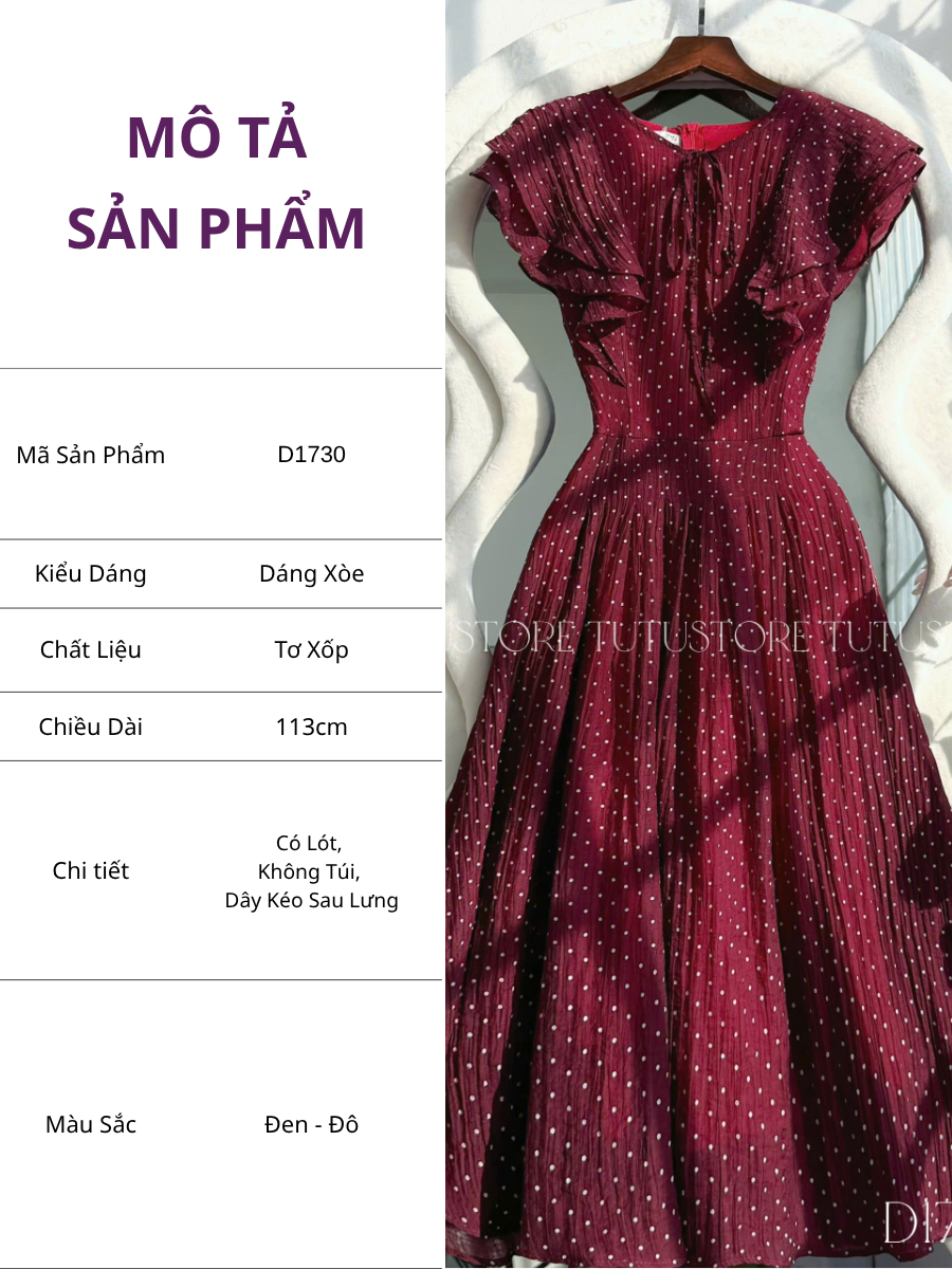 Đầm Thiết Kế Vai Bèo Cánh Tiên Dáng Xòe Đi Chơi TuTu Store Mã D1730
