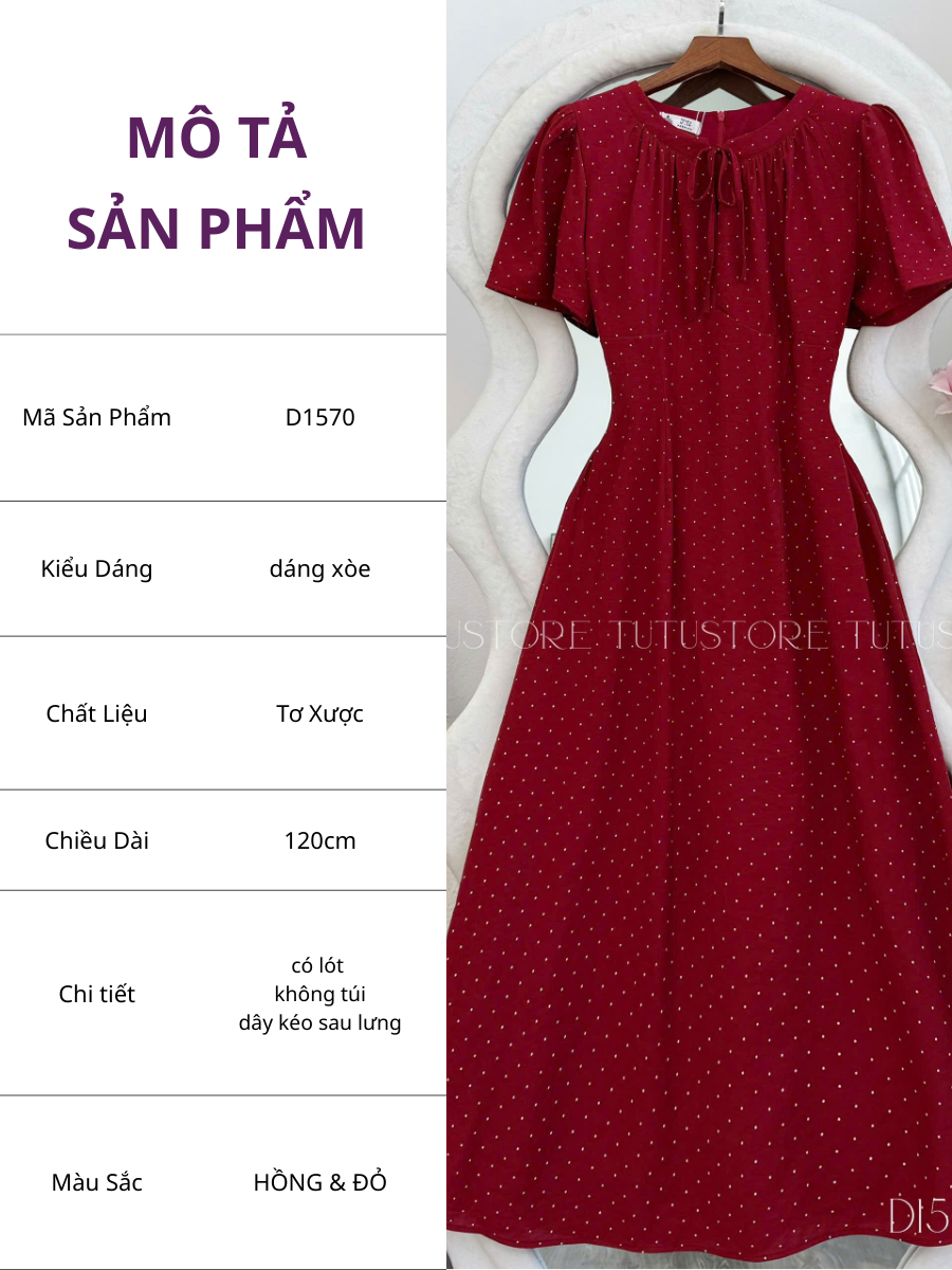 Đầm thiết kế cổ tròn đi chơi TuTu Store - Mã D1570
