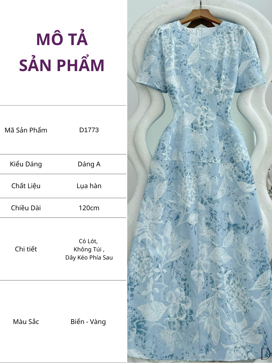 Đầm Thiết Kế Dáng Chữ A Dài Nhẹ Nhàng Đi Chơi TuTu Store Mã D1773