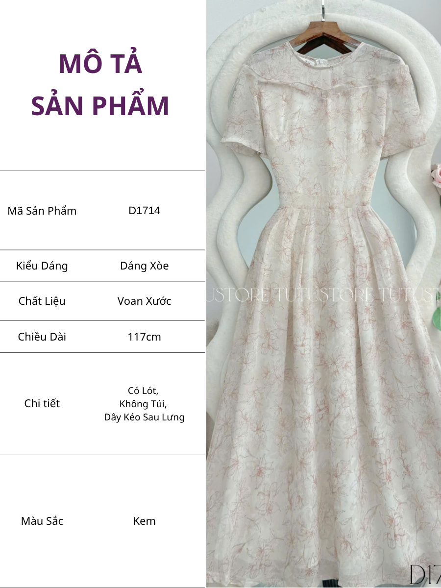 Đầm Thiết Kế Cổ Tròn Dáng Xòe Đi Chơi TuTu Store Mã D1714