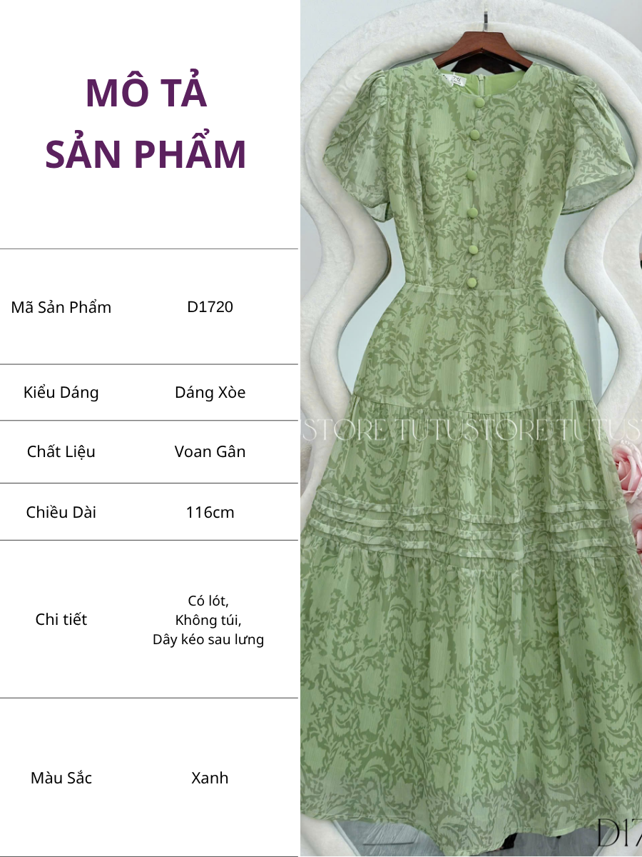 Đầm Thiết Kế Dáng Xòe Đi Chơi TuTu Store Mã D1720