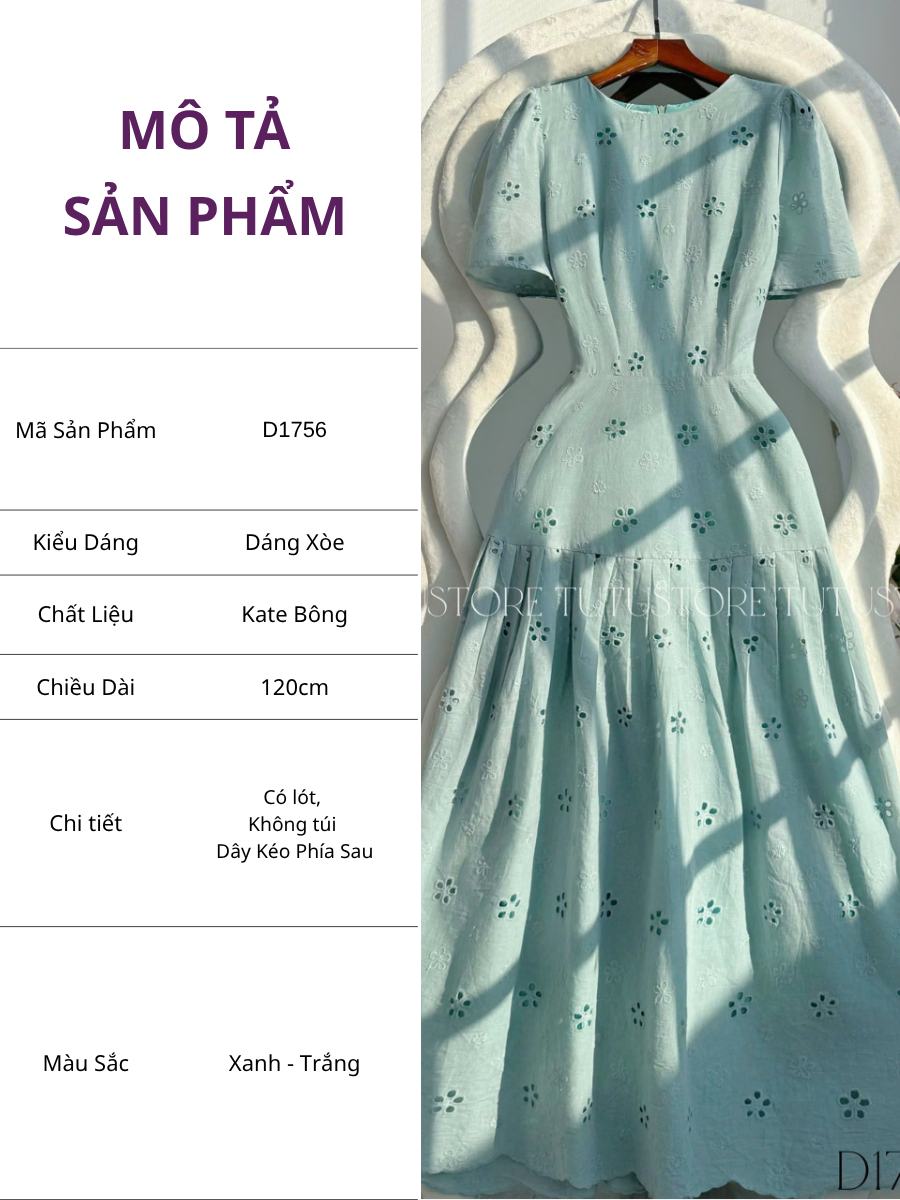 Đầm Thiết Kế Cổ Tròn Dáng Xòe Đi Chơi TuTu Store Mã D1756