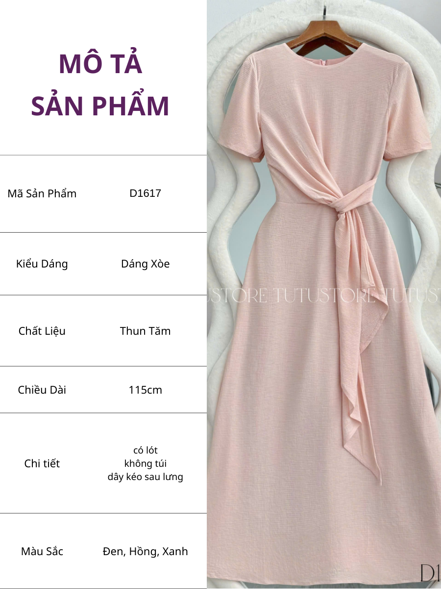 Đầm Thiết Kế Cổ Tròn Dáng Dài Đi Tiệc TuTu Store Mã D1617