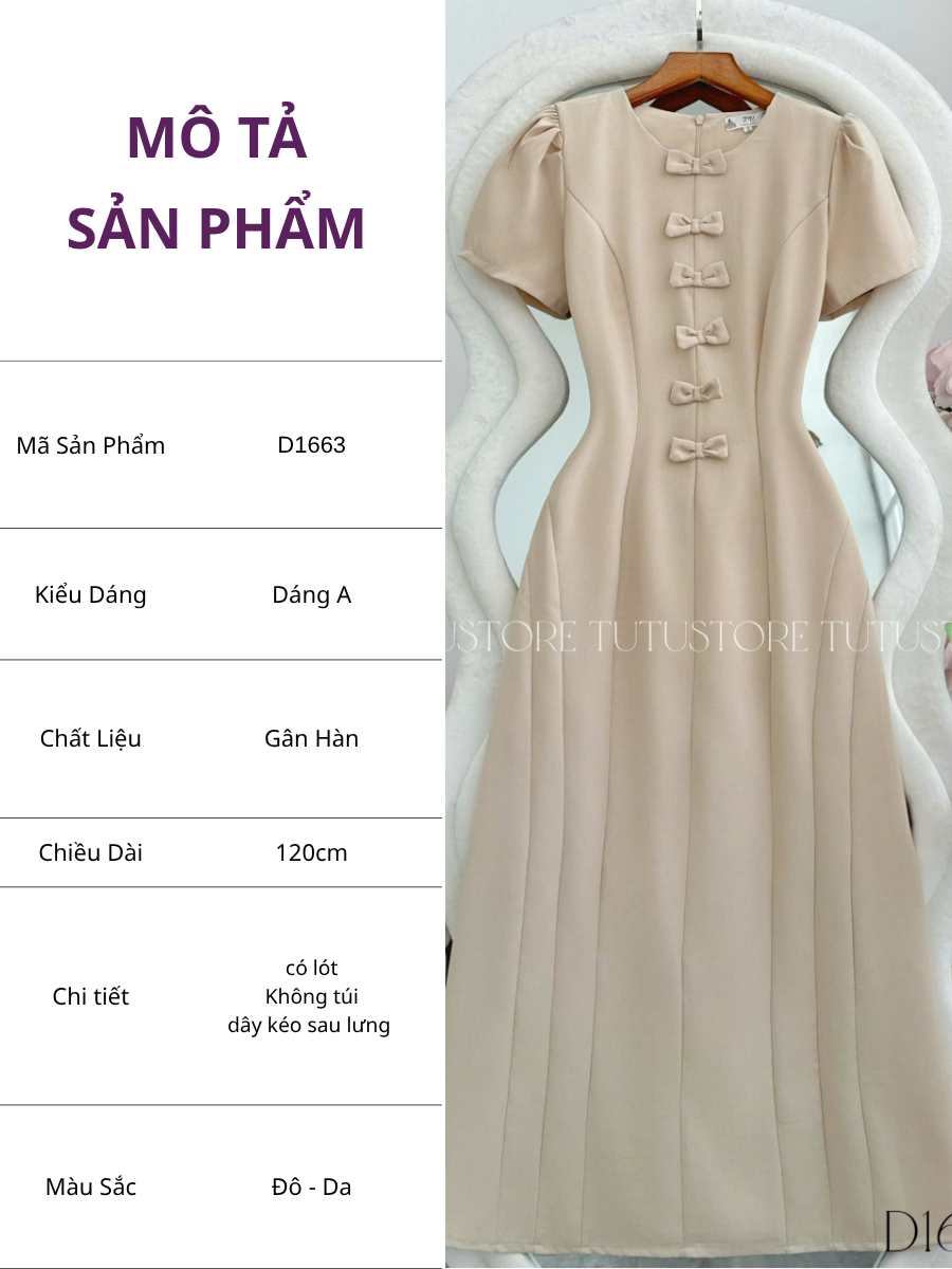 Đầm Thiết Kế Cổ Tròn Đính Nơ Đi Tiệc TuTu Store Mã D1663