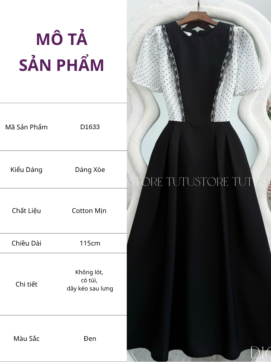 Đầm Liền Thiết Kế Kiểu Sơ Mi Tay Bồng Phối Yếm Đi Chơi TuTu Store Mã D1633