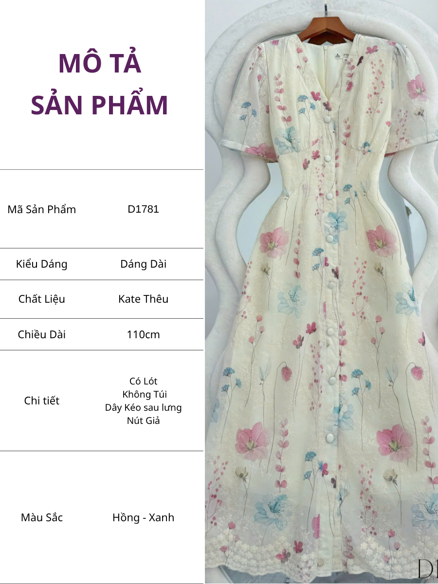 Đầm Hoa Thiết Kế Cổ Tim Dáng A Đi Chơi TuTu Store Mã D1781
