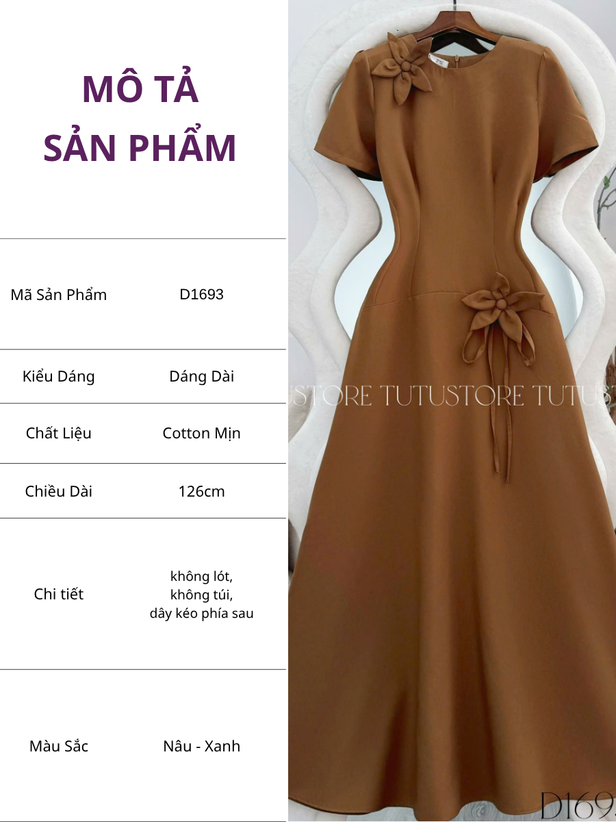 Đầm Thiết Kế Dáng Dài Đính Hoa Đi Tiệc TuTu Store Mã D1693