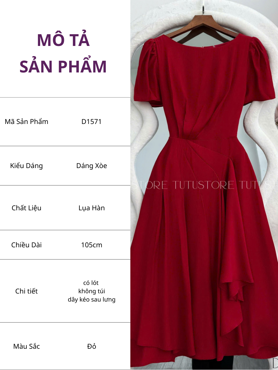 Đầm Thiết Kế Dáng Xòe Đi Chơi TuTu Store - Mã D1571