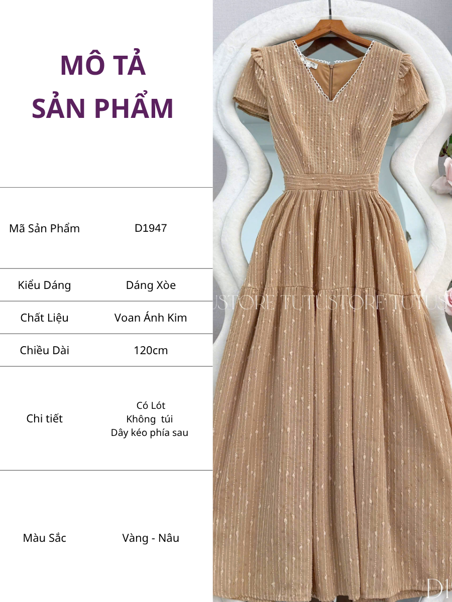 Đầm Thiết Kế Cổ V Chiết Eo Dáng Xòe Đi Tiệc TuTu Store Mã D1947