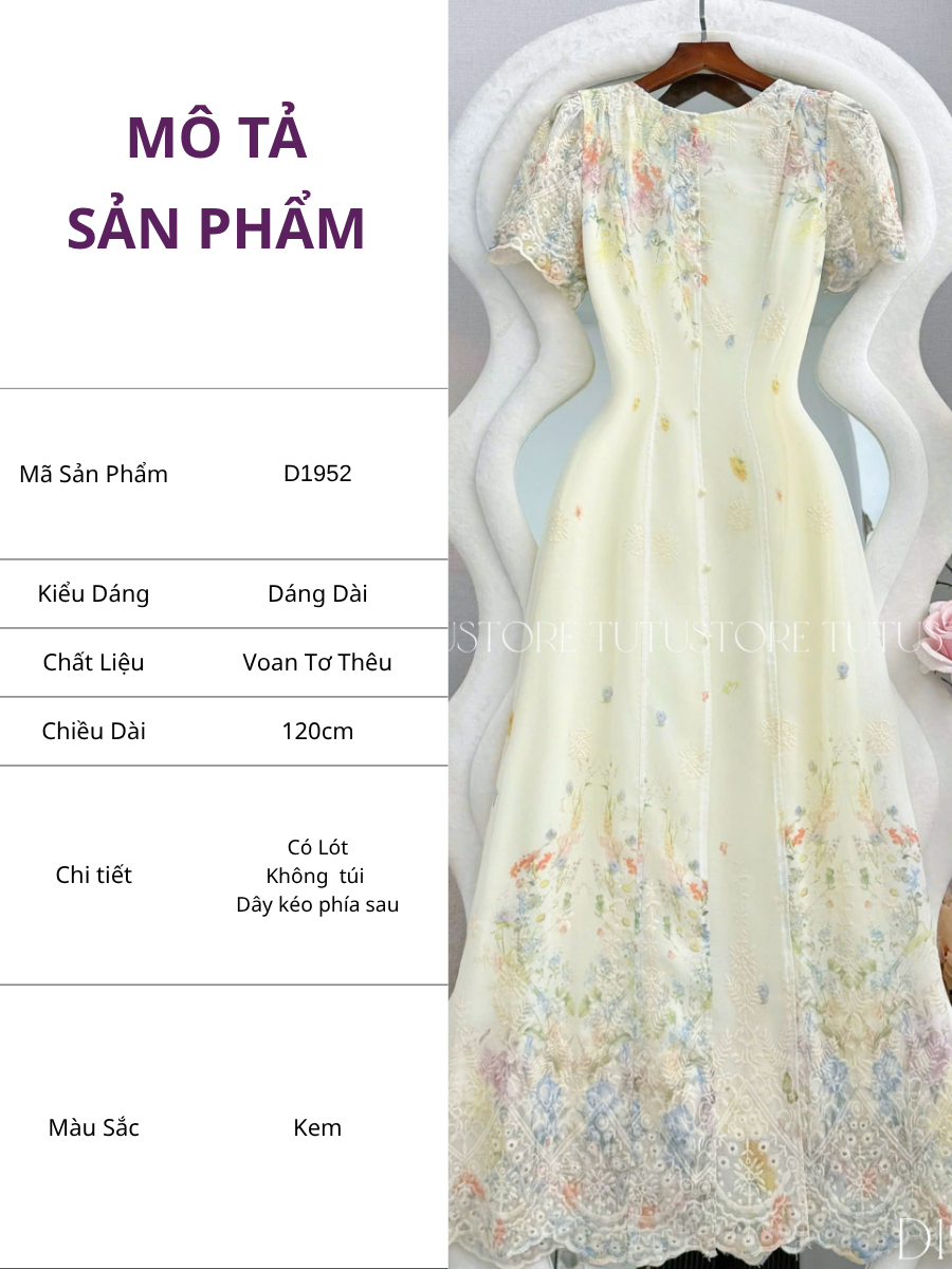 Đầm Thiết Kế Cổ Tròn Dính Nút Dáng Dài Form A Đi Tiệc TuTu Store Mã D1952