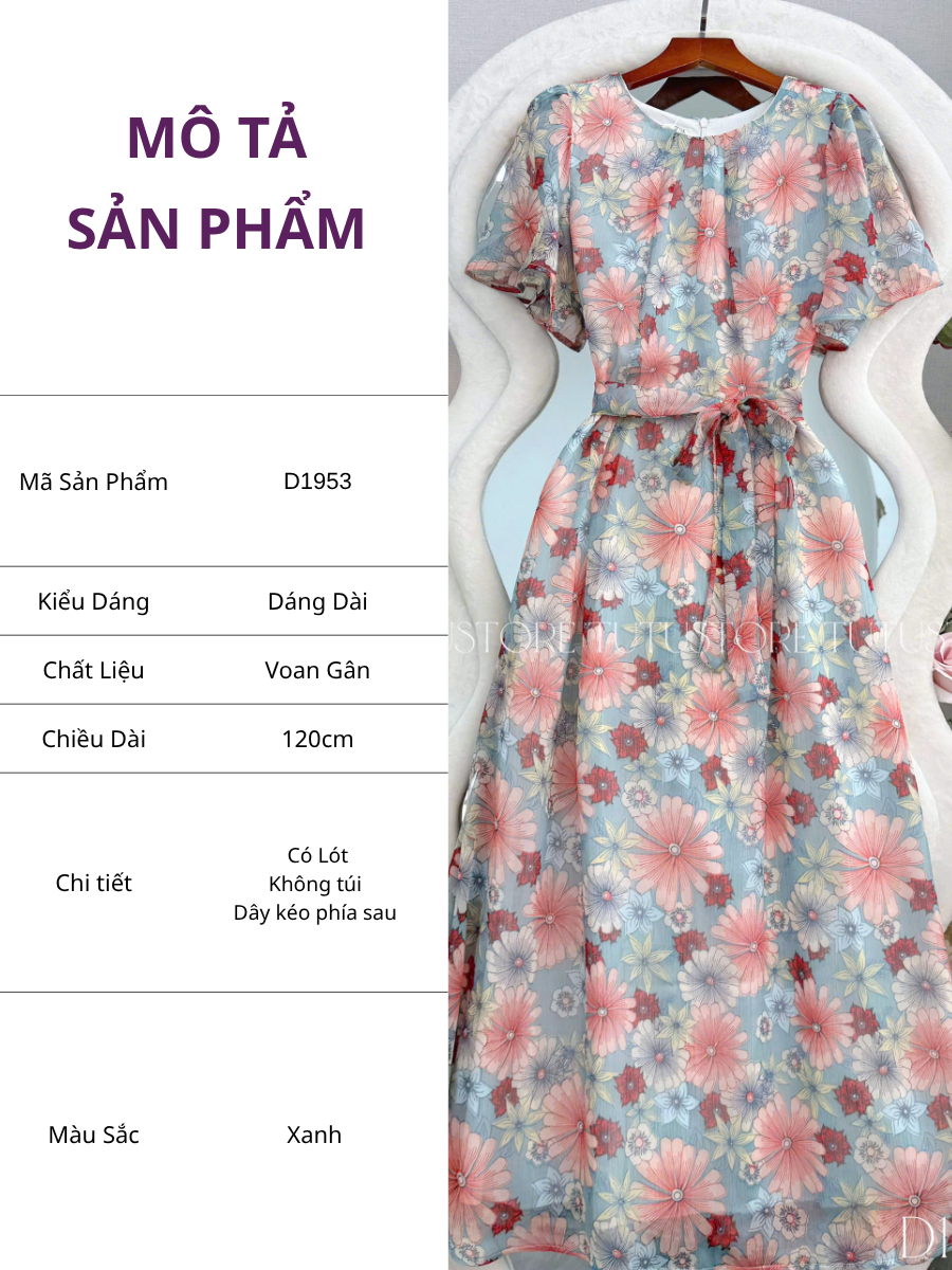 Đầm Thiết Kế Cổ Tròn Dáng Xòe In Hoa Đầm Đi Tiệc TuTu Store Mã D1953