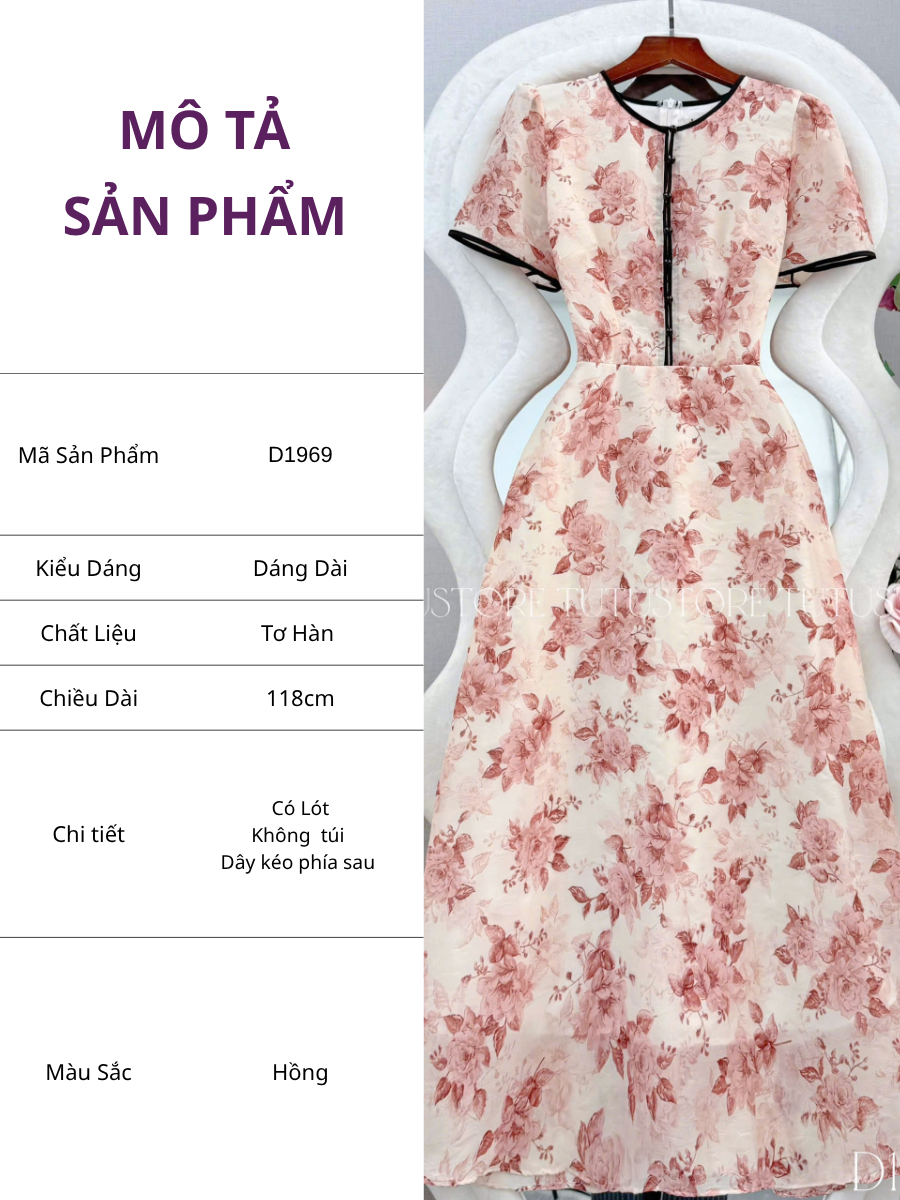 Đầm Thiết Kế Cổ Tròn Dáng Dài Đi Tiệc TuTu Store Mã D1969