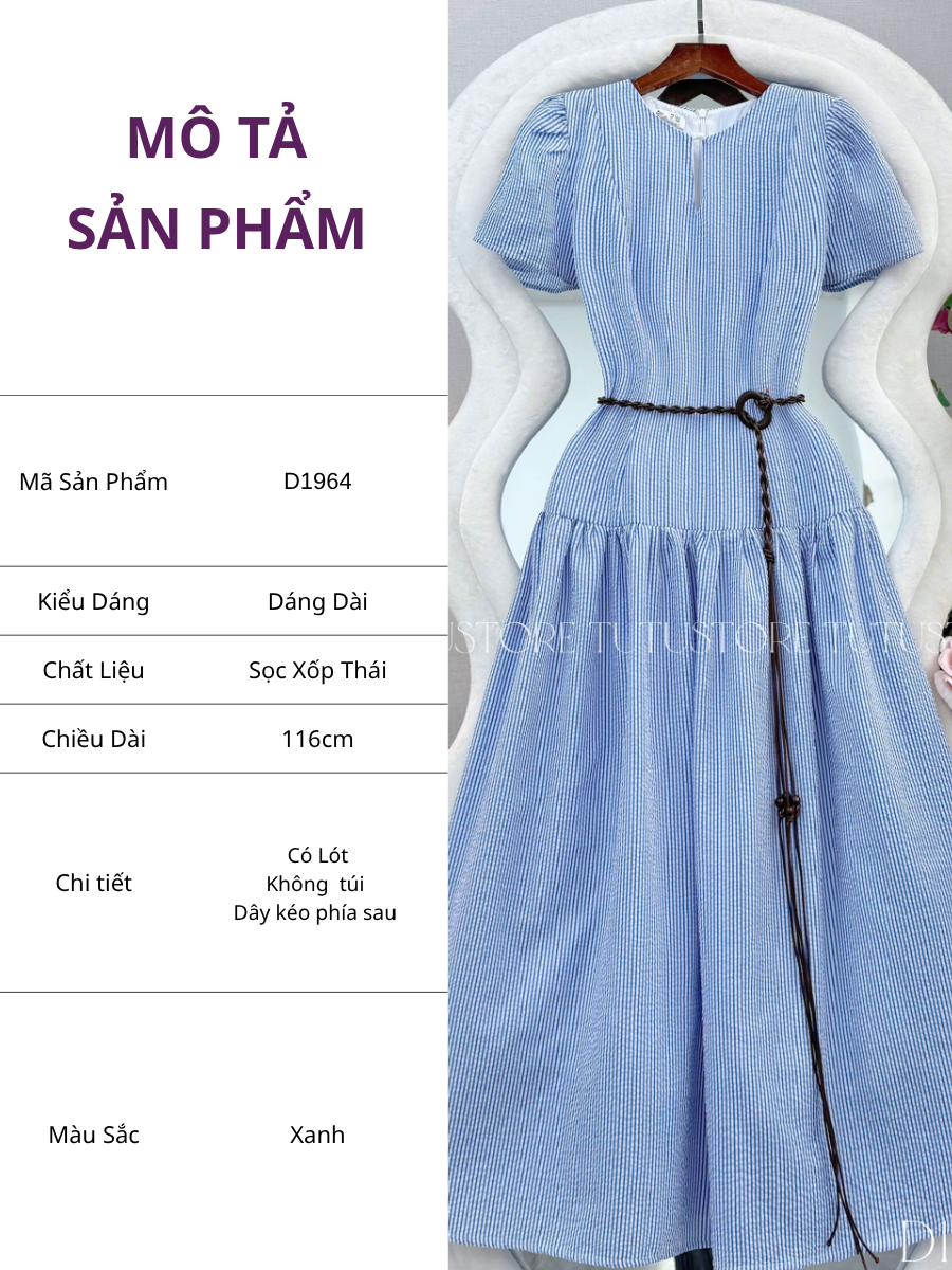 Đầm Thiết Kế Cổ Kiểu Giọt Nước Hạ Hông Xinh Yêu Đầm Đi Tiệc TuTu Store Mã D1964