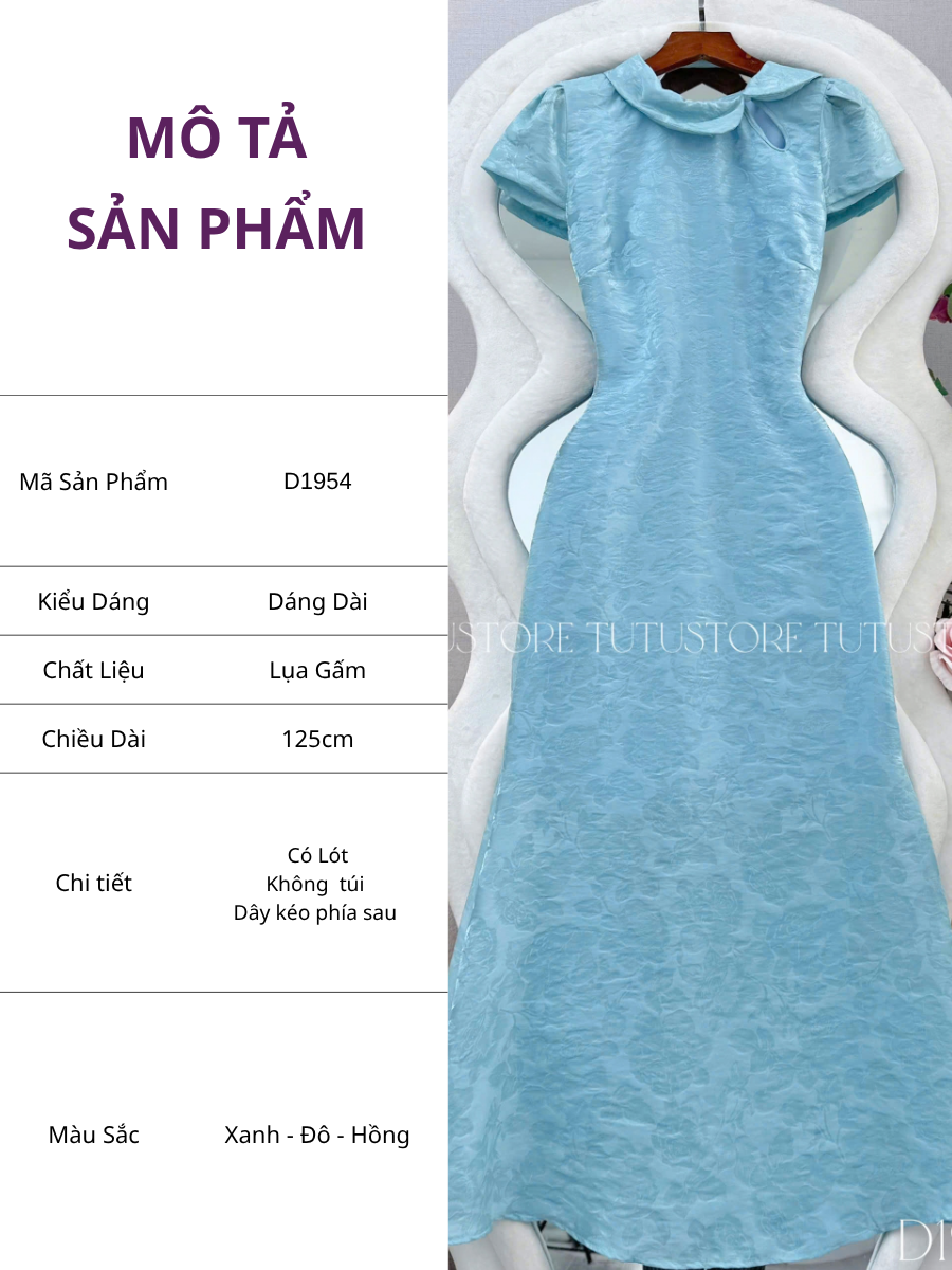 Đầm Thiết Kế Cổ Tròn Dáng Dài Xòe Nhẹ Đầm Đi Tiệc TuTu Store Mã D1954