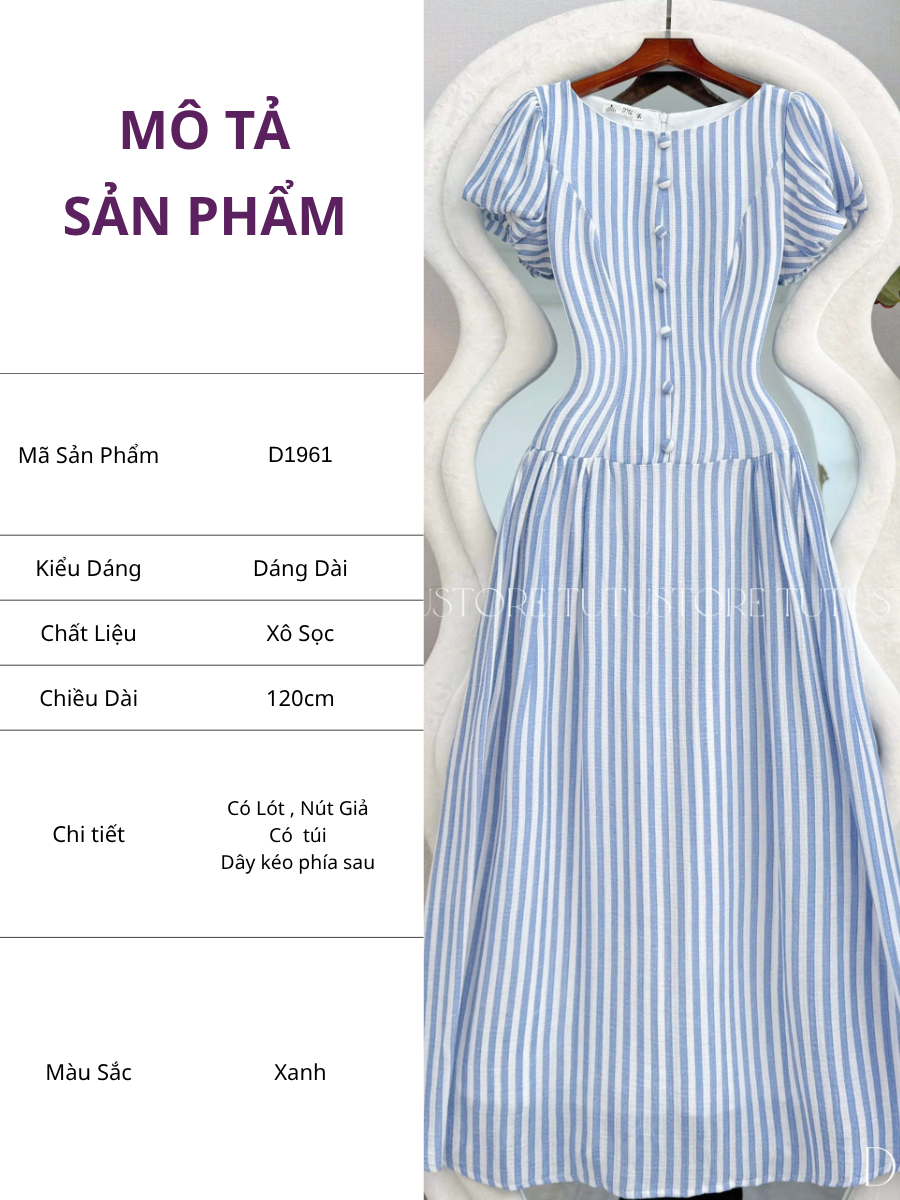 Đầm Thiết Kế Cổ Tròn Tay Bí Dáng Xòe Đầm Đi Tiệc TuTu Store Mã D1961