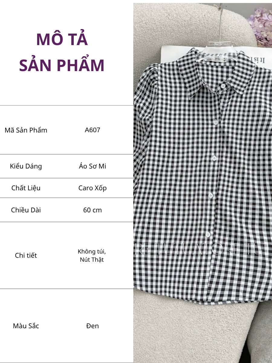 Áo Sơ Mi Thiết Kế Sọc Caro Đi Làm TuTu Store Mã A607