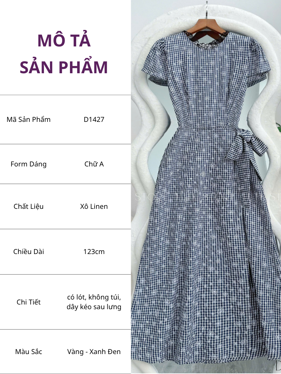 Đầm Xô Linen Thiết Kế TuTu Store Phù Hợp Đi Làm Dành Cho Nữ - Mã D1427