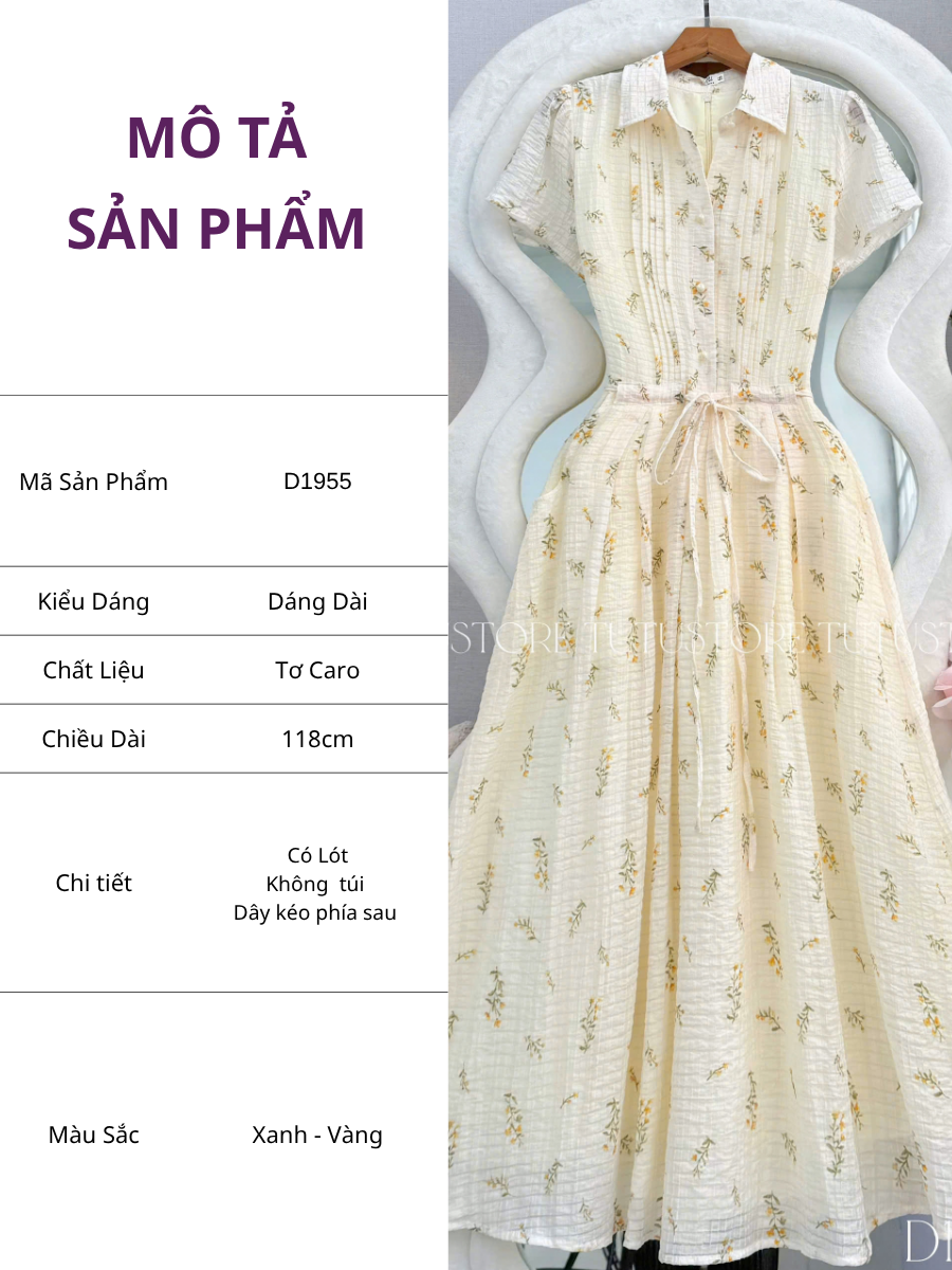 Đầm Thiết Kế Cổ Sơ Mi Dáng Xòe Hoa Nhí Đầm Đi Tiệc TuTu Store Mã D1955