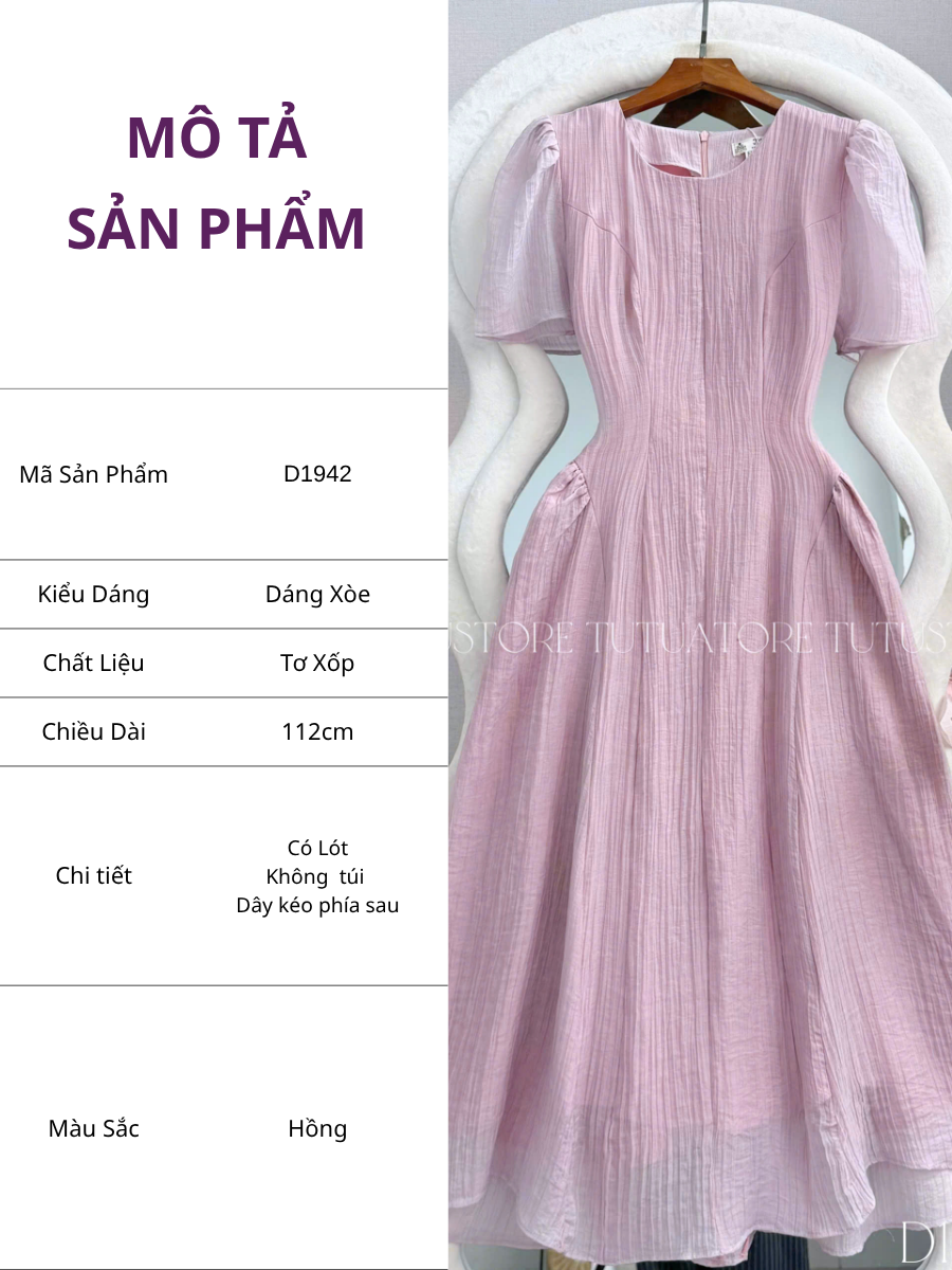 Đầm Thiết Kế Cổ Tròn Dáng Xòe Đầm Đi Tiệc TuTu Store Mã D1942
