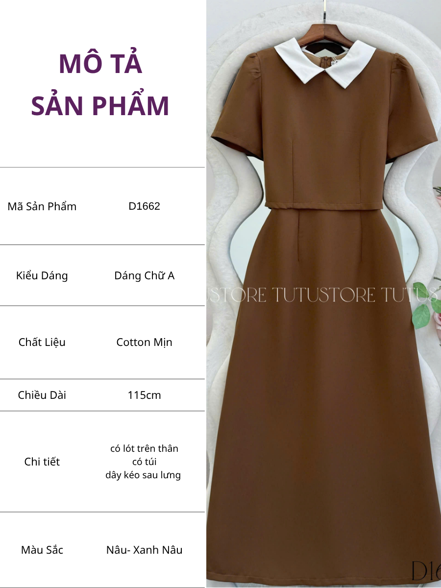 Đầm Liền Thiết Kế Cổ Tròn Công Sở TuTu Store Mã D1662