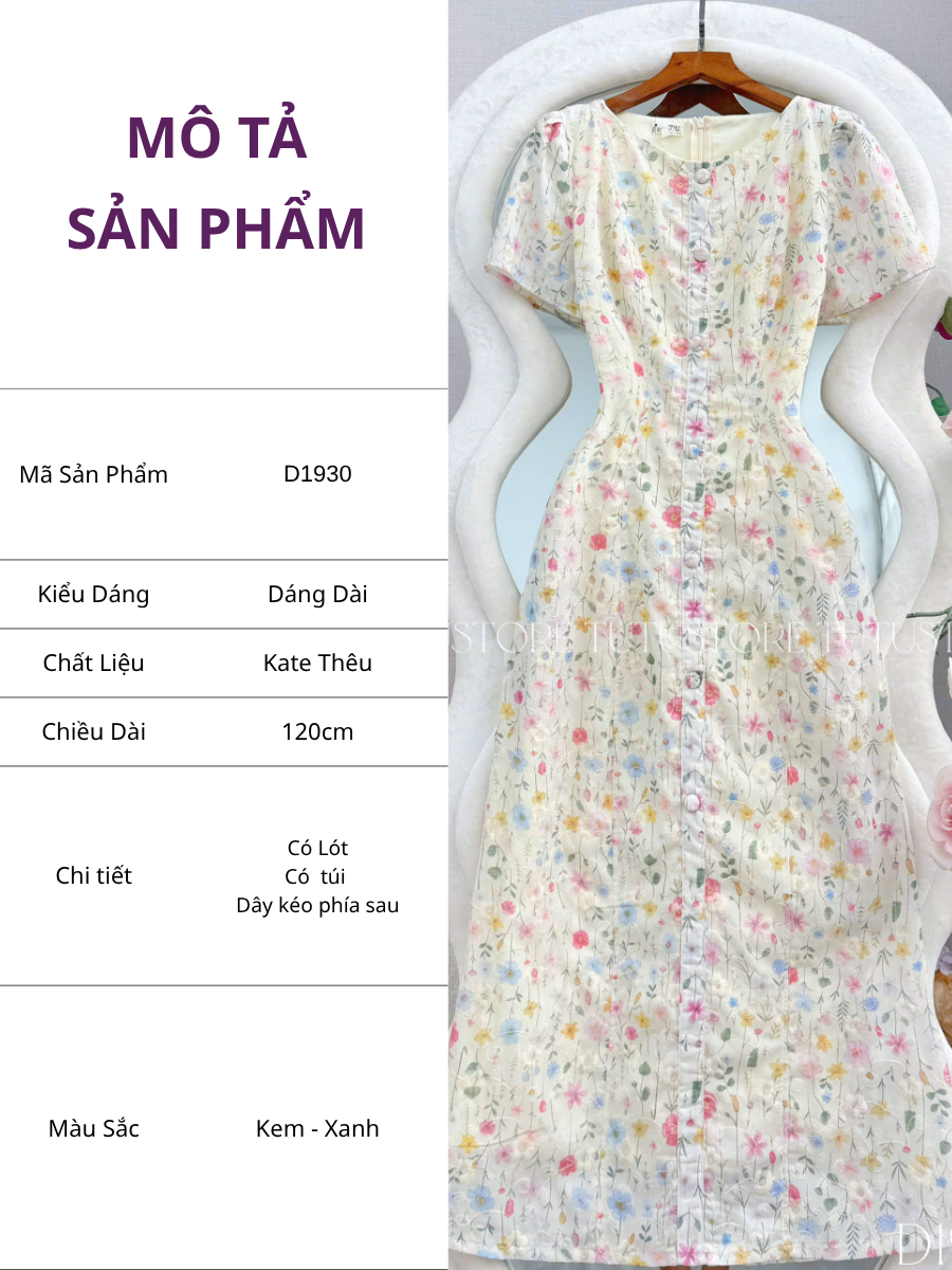 Đầm Thiết Kế Cổ Tròn Dáng Chữ A Đính Nút Kiểu Đầm Đi Tiệc TuTu Store Mã D1930