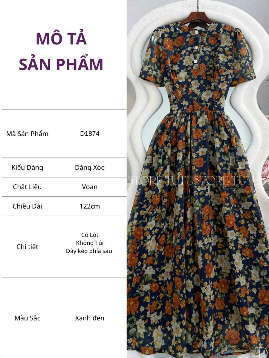 Đầm Thiết Kế Cổ Tròn Dáng Xòe Đầm Đi Tiệc TuTu Store Mã D1874
