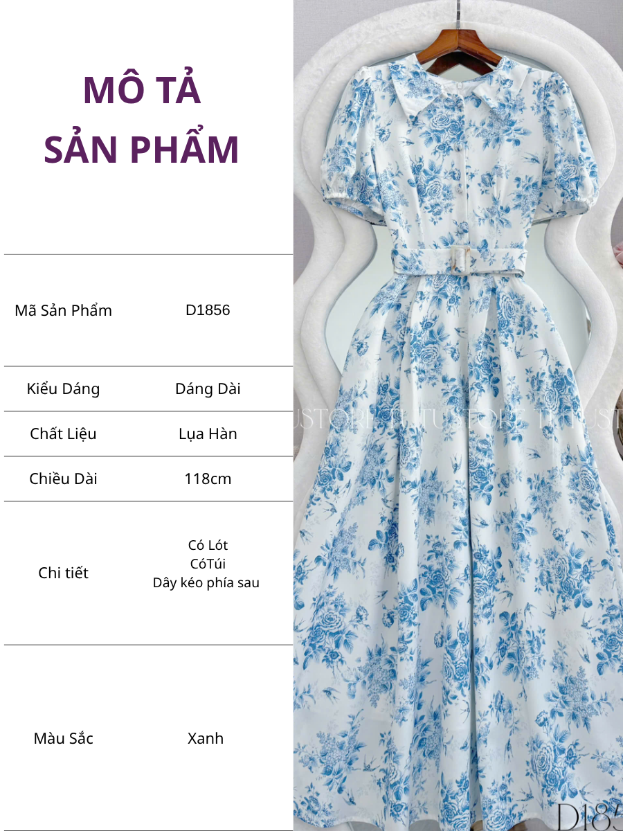 Đầm Thiết Kế Cổ Sơ Mi Dáng Dài Đầm Đi Tiệc TuTu Store Mã D1856