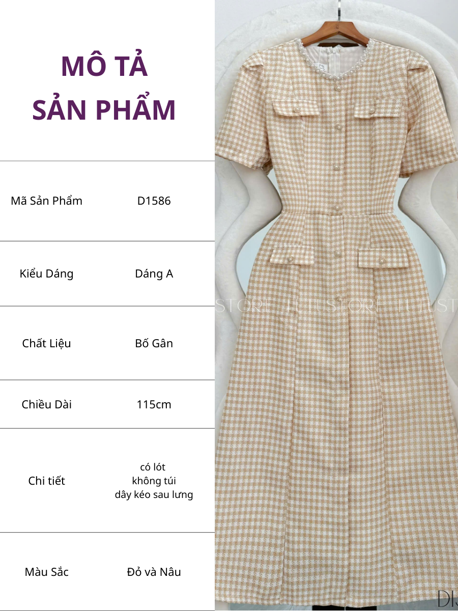 Đầm Thiết Kế Cổ Tròn Dáng Chữ A Đi Chơi TuTu Store - Mã D1586