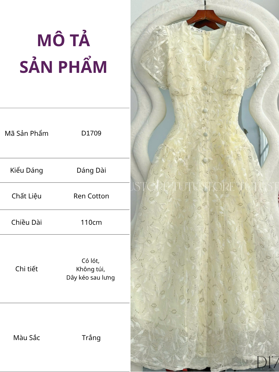 Đầm Thiết Kế Cổ V Dáng Xòe Đi Tiệc TuTu Store Mã D1709