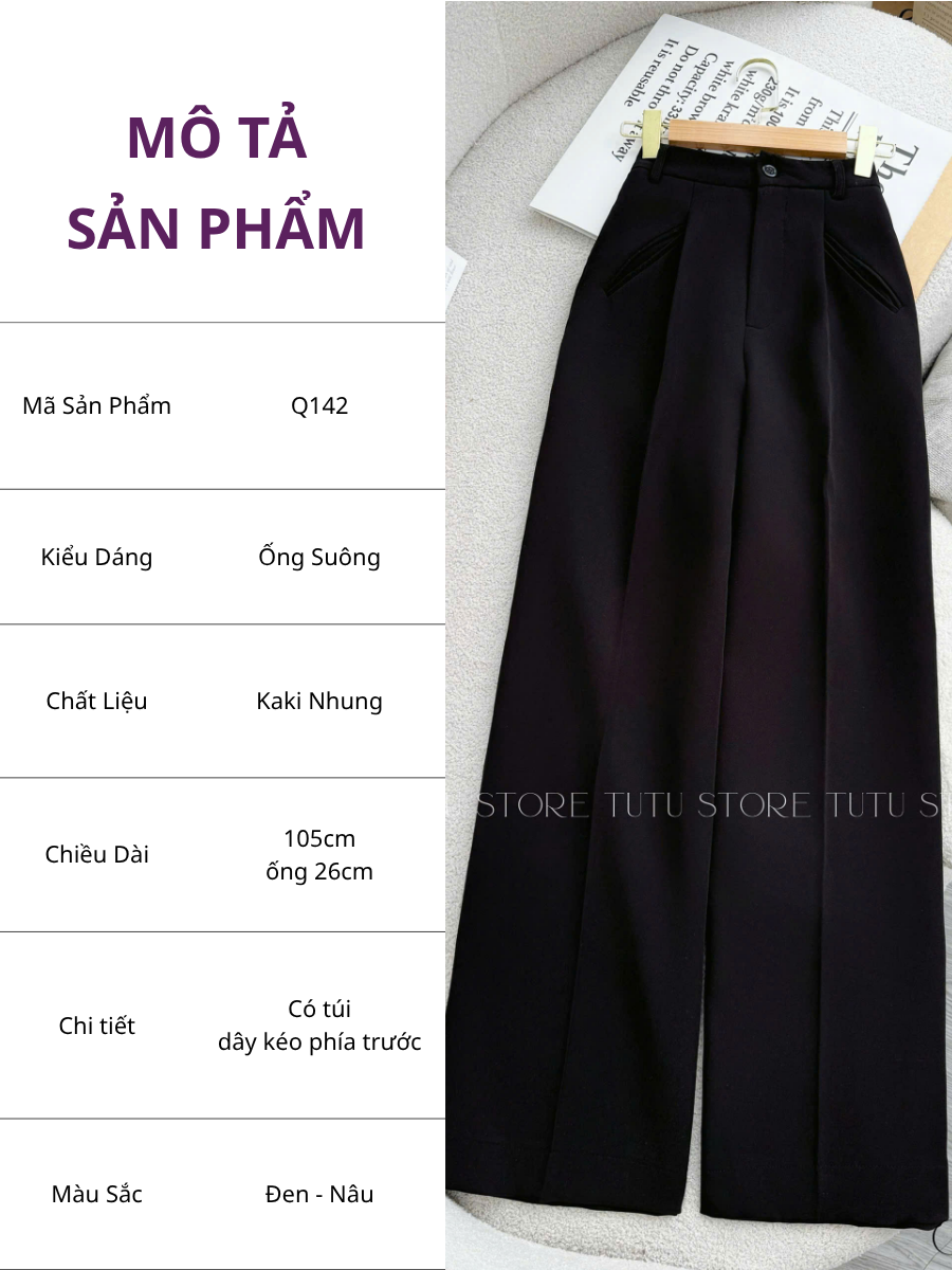Quần Kaki Nhung Thiết Kế TuTu Store Phù Hợp Đi Làm Dành Cho Nữ - Mã Q142