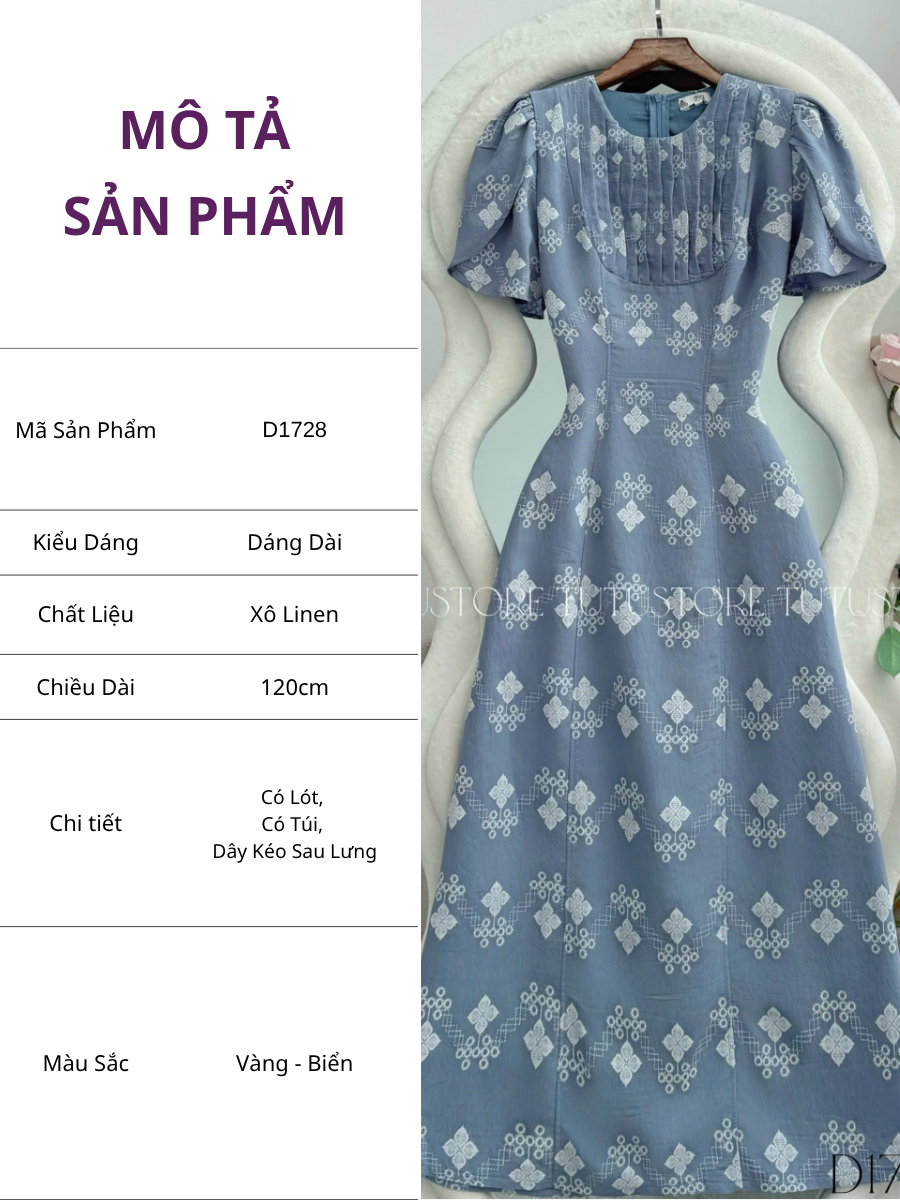 Đầm Thiết Kể Cổ Tròn Dáng Dài Đi Chơi TuTu Store Mã D1728