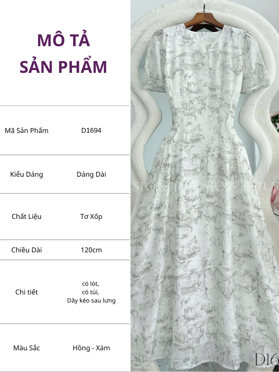 Đầm Thiết Kế Cổ Tròn Dáng Xòe Nhẹ Nhàng Đi Chơi TuTu Store Mã D1694