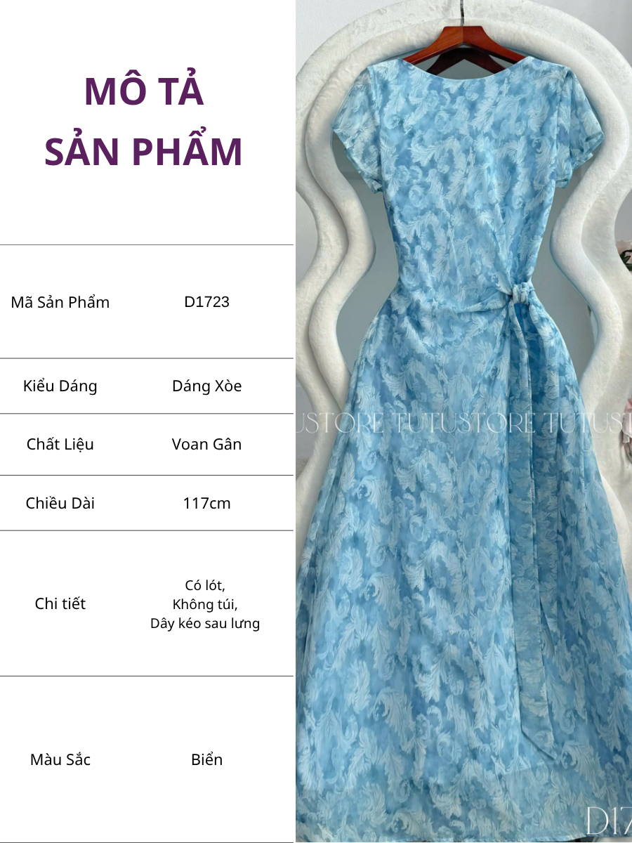 Đầm Voan Thiết Kế Nhấn Eo Dáng Xòe Đi Chơi TuTu Store Mã D1723