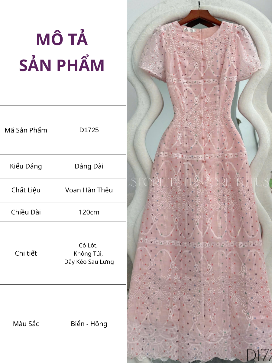 Đầm Thiết Kế Dáng A Chấm Bi Nhẹ Nhàng Đi Chơi TuTu Store Mã D1725