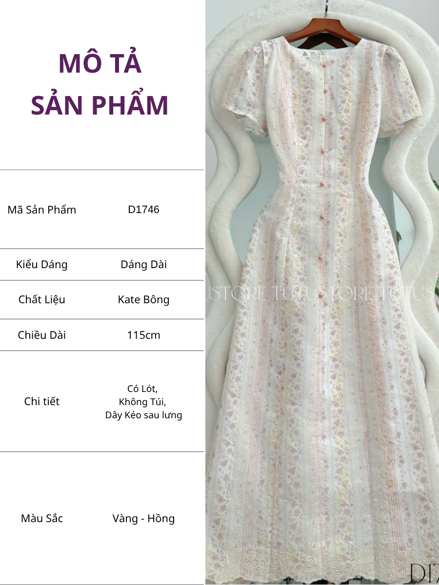 Đầm Thiết Kế Cổ Tròn Dáng Dài Đi Tiệc TuTu Store Mã D1746