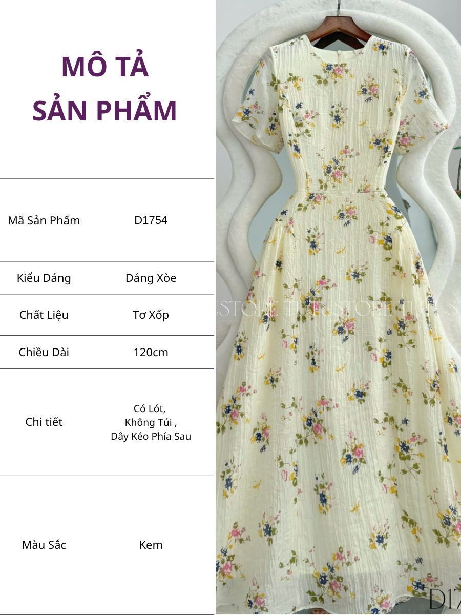 Đầm Thiết Kế Cổ Tròn Dáng Xòe Đi Chơi TuTu Store Mã D1754