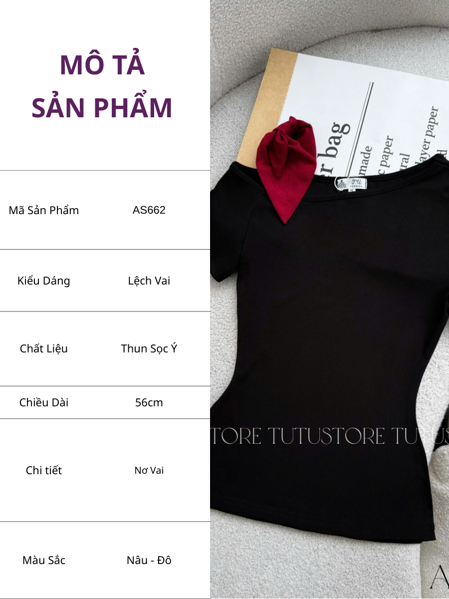 Áo Thiết Kế kiểu Cổ Lệch Nơ Vai Điệu Đà Công Sở TuTu Store Mã AS662