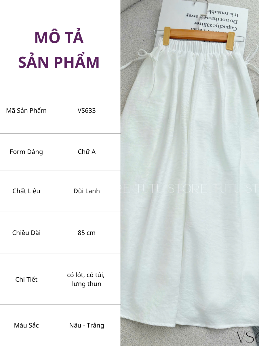 Chân Váy Đũi Lạnh Thiết Kế TuTu Store Phù Hợp Công Sở Dành Cho Nữ - Mã VS633