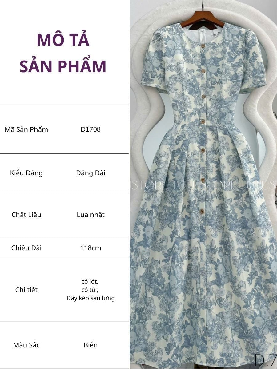 Đầm Thiết Kế Cổ Tròn Dáng Xòe Đi Chơi TuTu Store Mã D1708